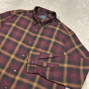 7 Diamonds Shirt Mens 2XL Flannel Button Up Plaid Lightweight Casual Pocket